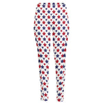 Red And Blue American Star Pattern Print High-Waisted Pocket Leggings