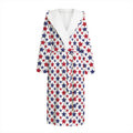 Red And Blue American Star Pattern Print Hooded Bathrobe