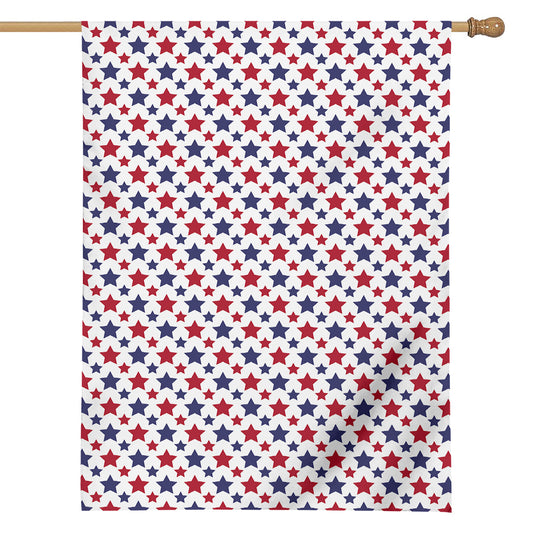 Red And Blue American Star Pattern Print House Flag