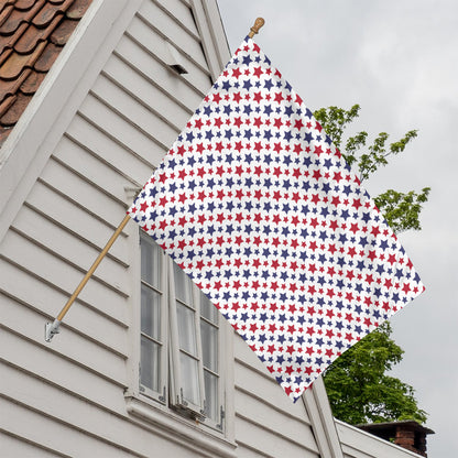 Red And Blue American Star Pattern Print House Flag