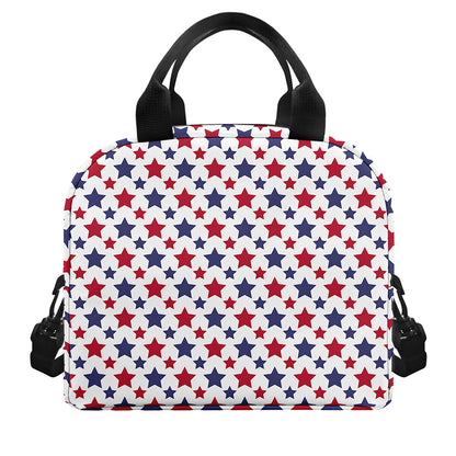 Red And Blue American Star Pattern Print Insulated Lunch Bag