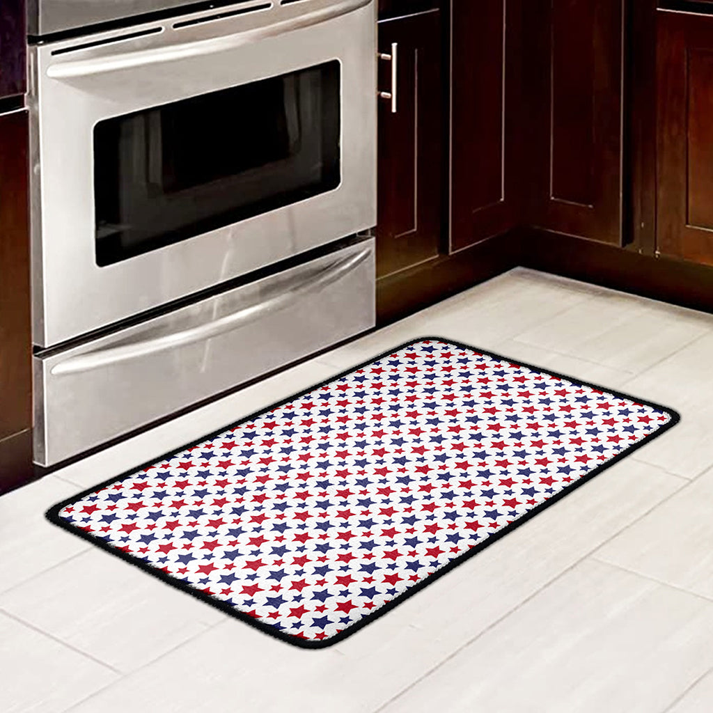 Red And Blue American Star Pattern Print Kitchen Mat