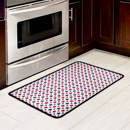 Red And Blue American Star Pattern Print Kitchen Mat