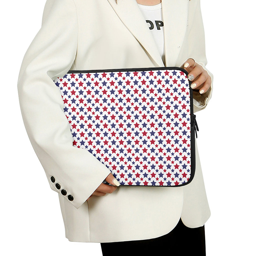 Red And Blue American Star Pattern Print Laptop Sleeve