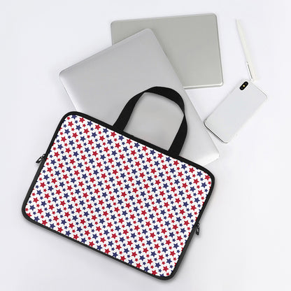 Red And Blue American Star Pattern Print Laptop Sleeve With Handle