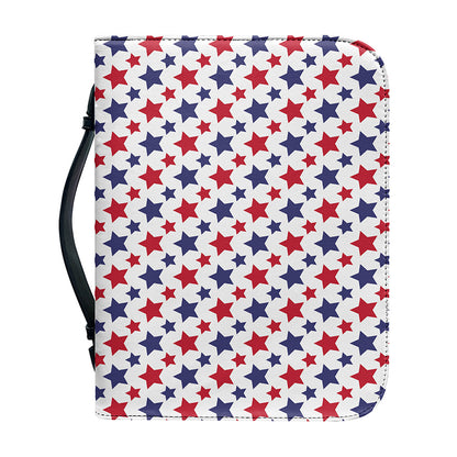Red And Blue American Star Pattern Print Leather Bible Cover