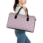 Red And Blue American Star Pattern Print Leather Duffle Bag