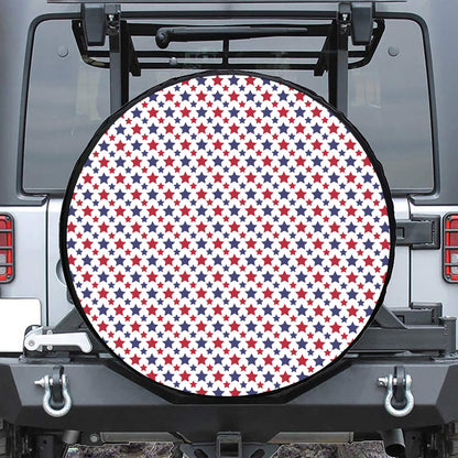 Red And Blue American Star Pattern Print Leather Spare Tire Cover