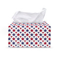 Red And Blue American Star Pattern Print Leather Tissue Box Cover
