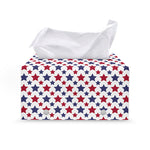 Red And Blue American Star Pattern Print Leather Tissue Box Cover