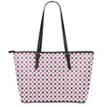 Red And Blue American Star Pattern Print Leather Tote Bag With Zipper