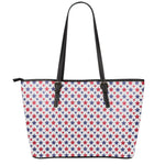 Red And Blue American Star Pattern Print Leather Tote Bag