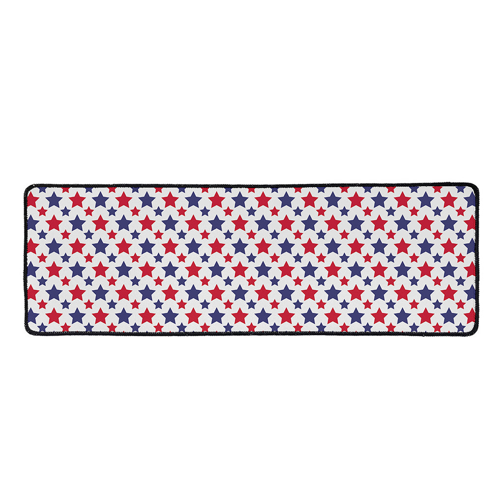 Red And Blue American Star Pattern Print Long Kitchen Mat