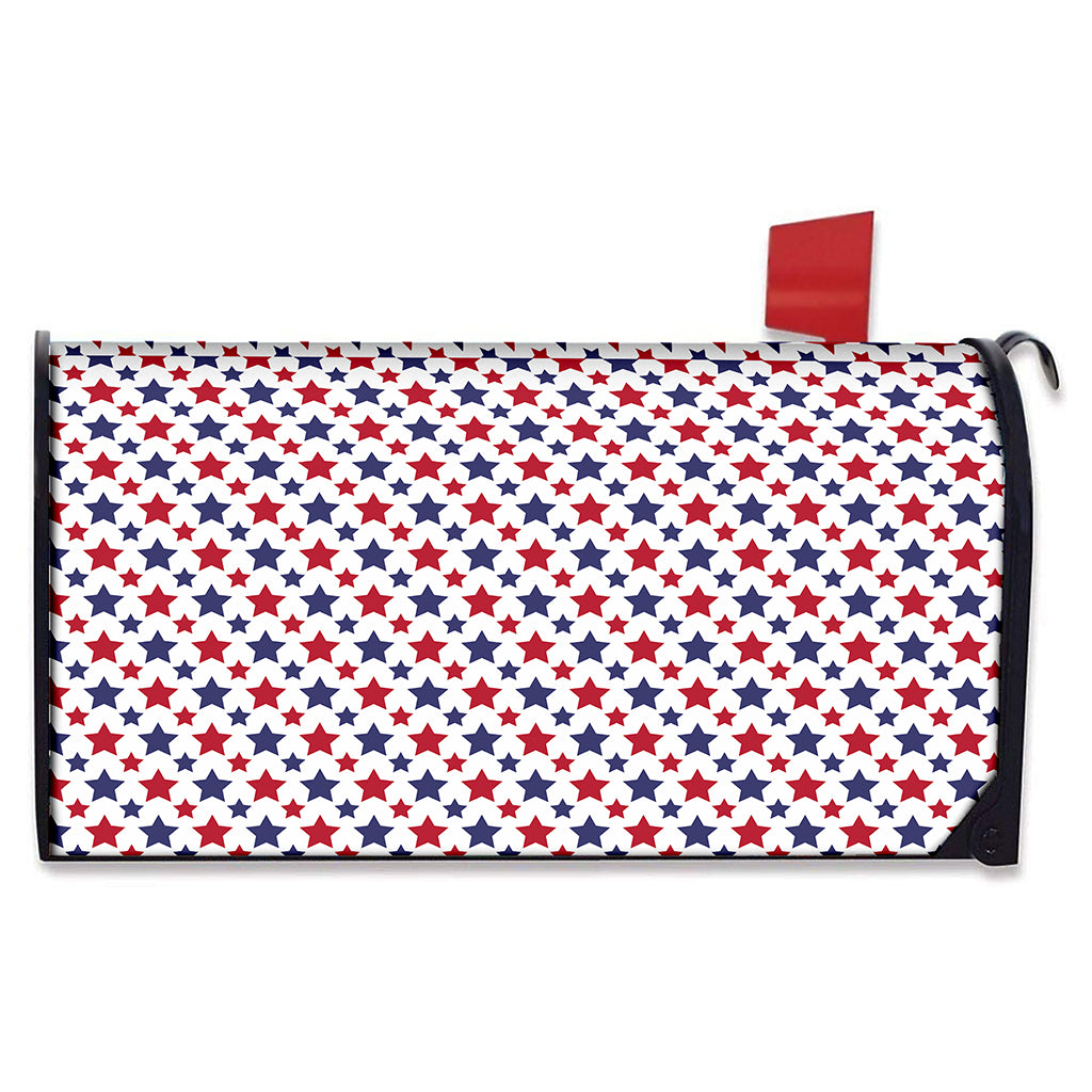 Red And Blue American Star Pattern Print Mailbox Cover