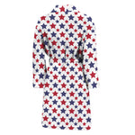 Red And Blue American Star Pattern Print Men's Bathrobe