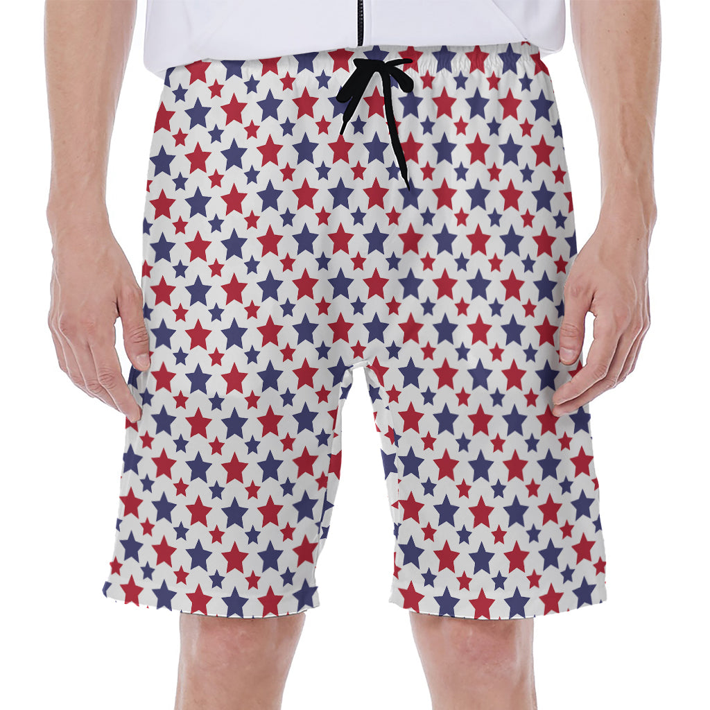 Red And Blue American Star Pattern Print Men's Beach Shorts