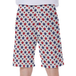 Red And Blue American Star Pattern Print Men's Beach Shorts