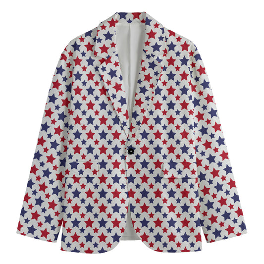Red And Blue American Star Pattern Print Men's Blazer