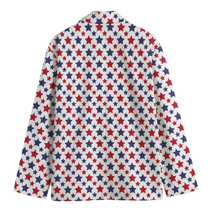 Red And Blue American Star Pattern Print Men's Blazer