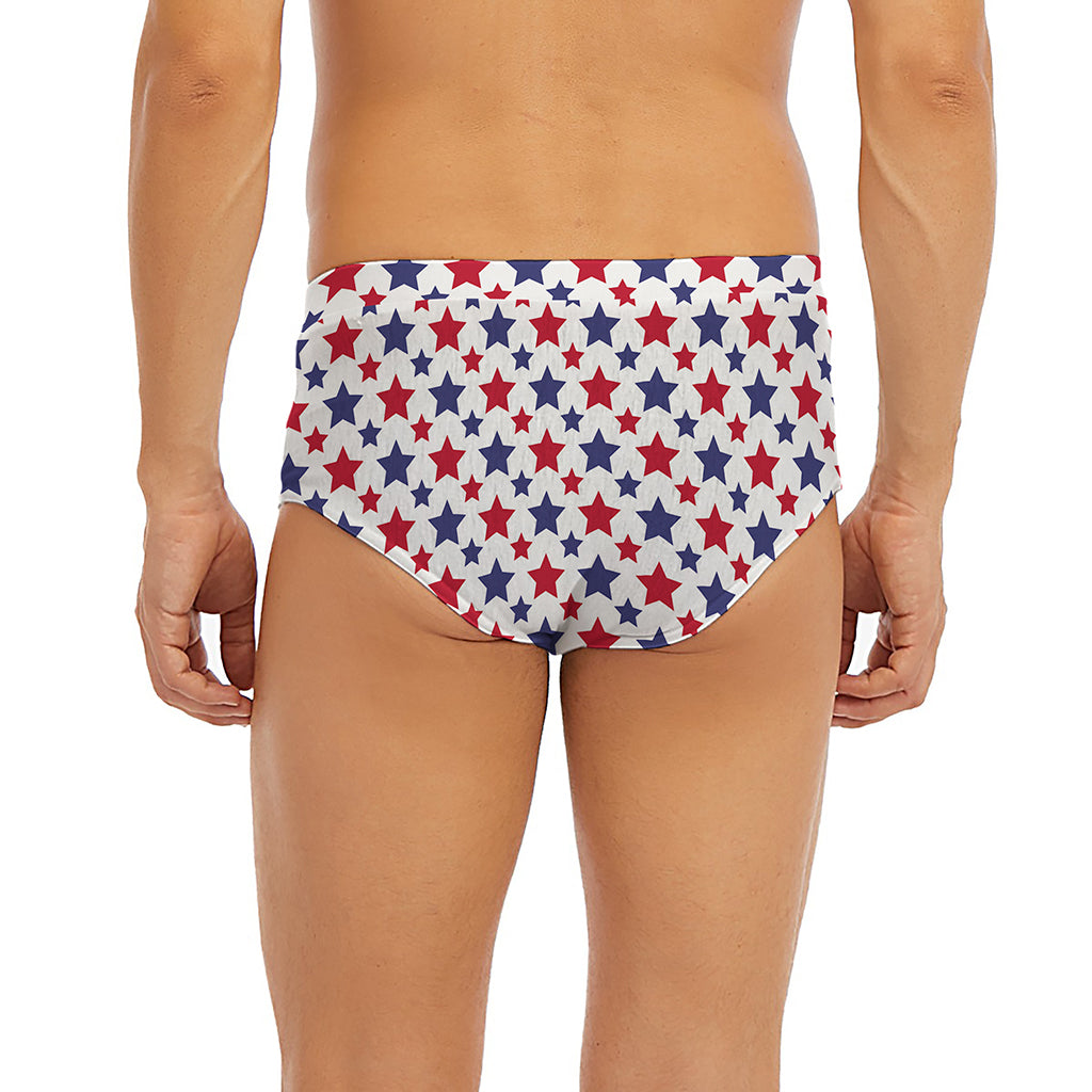Red And Blue American Star Pattern Print Men's Briefs