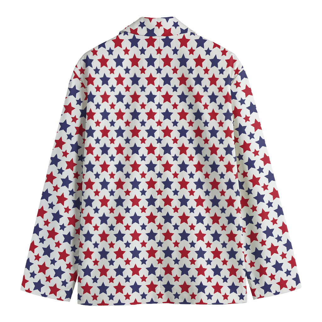 Red And Blue American Star Pattern Print Men's Cotton Blazer
