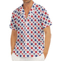 Red And Blue American Star Pattern Print Men's Deep V-Neck Shirt