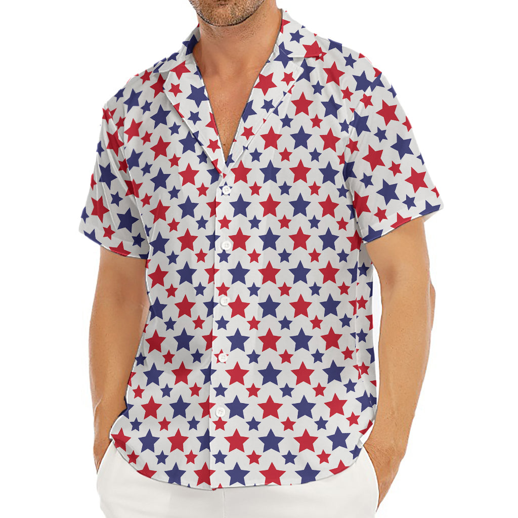 Red And Blue American Star Pattern Print Men's Deep V-Neck Shirt