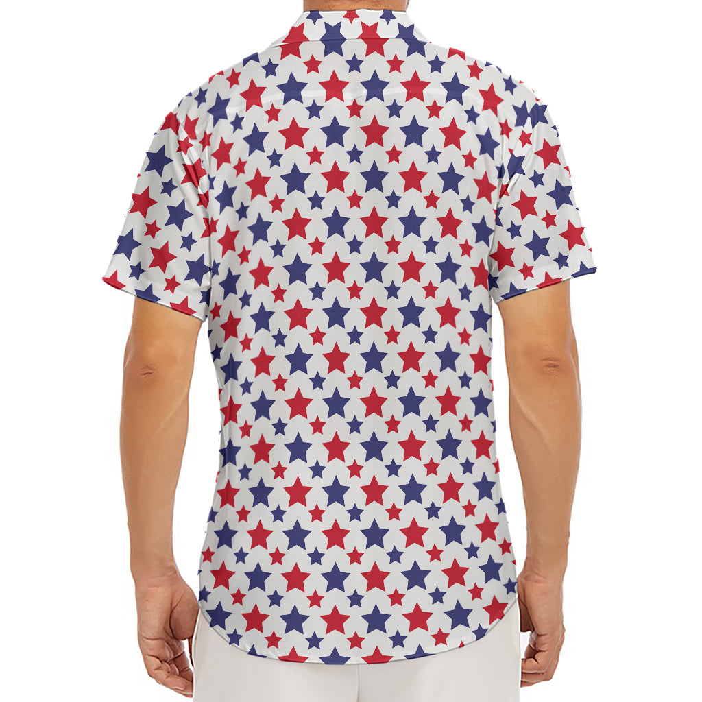 Red And Blue American Star Pattern Print Men's Deep V-Neck Shirt
