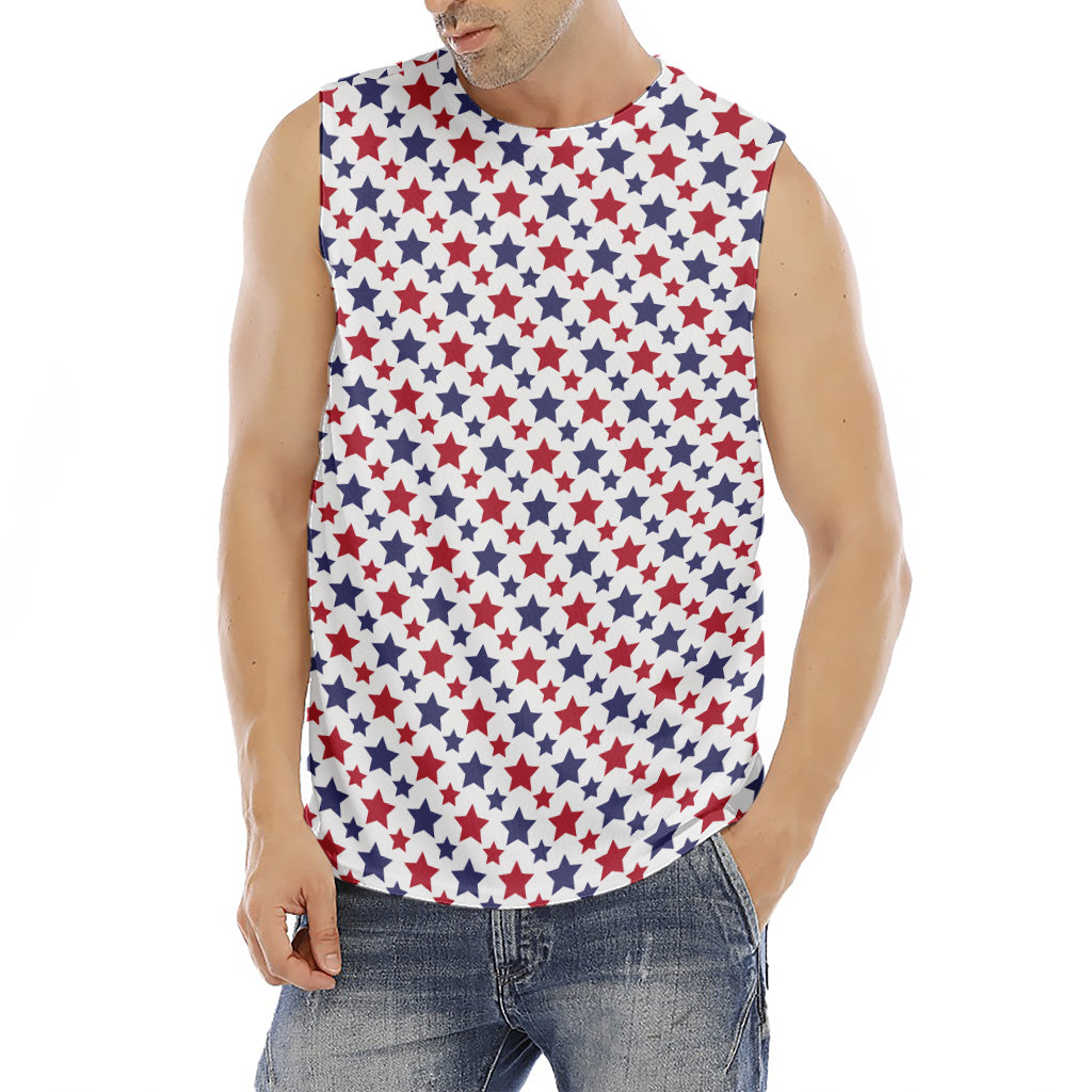Red And Blue American Star Pattern Print Men's Fitness Tank Top