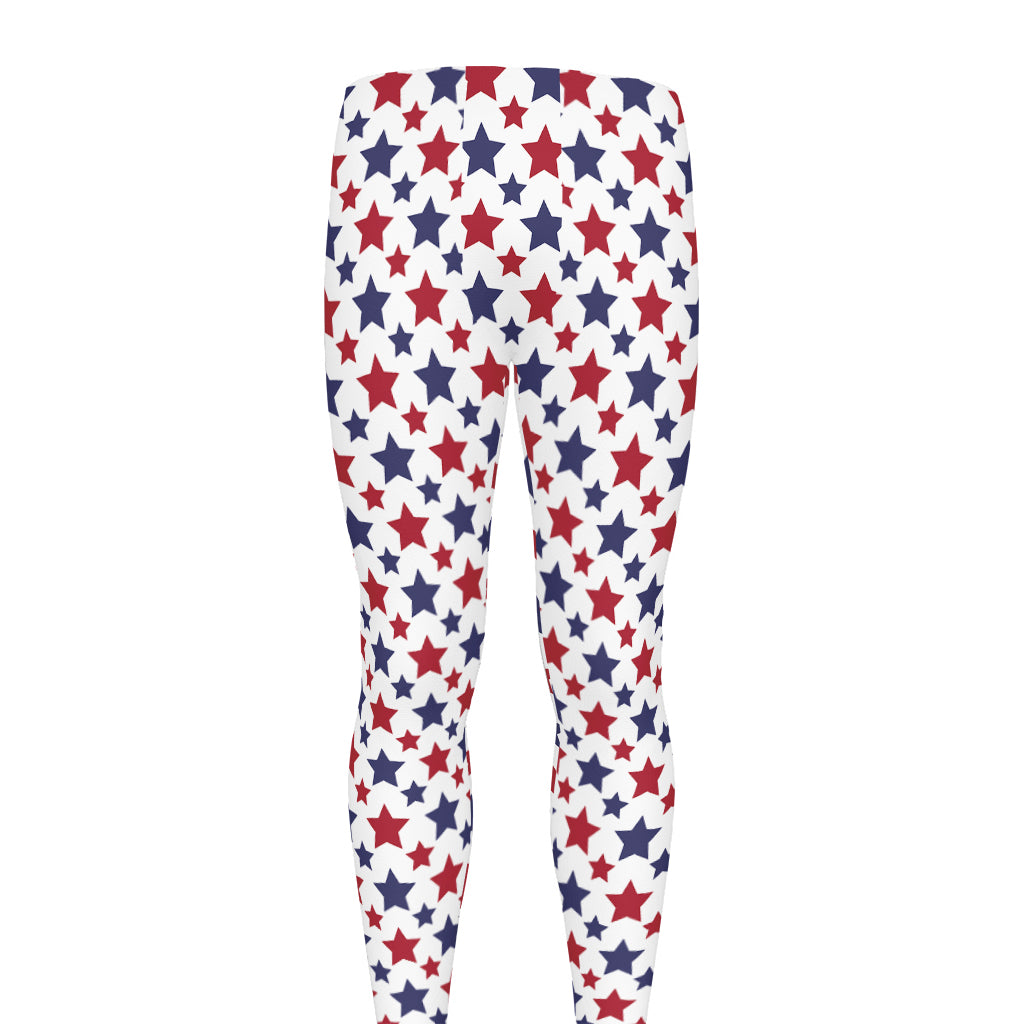 Red And Blue American Star Pattern Print Men's leggings