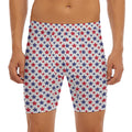 Red And Blue American Star Pattern Print Men's Long Boxer Briefs