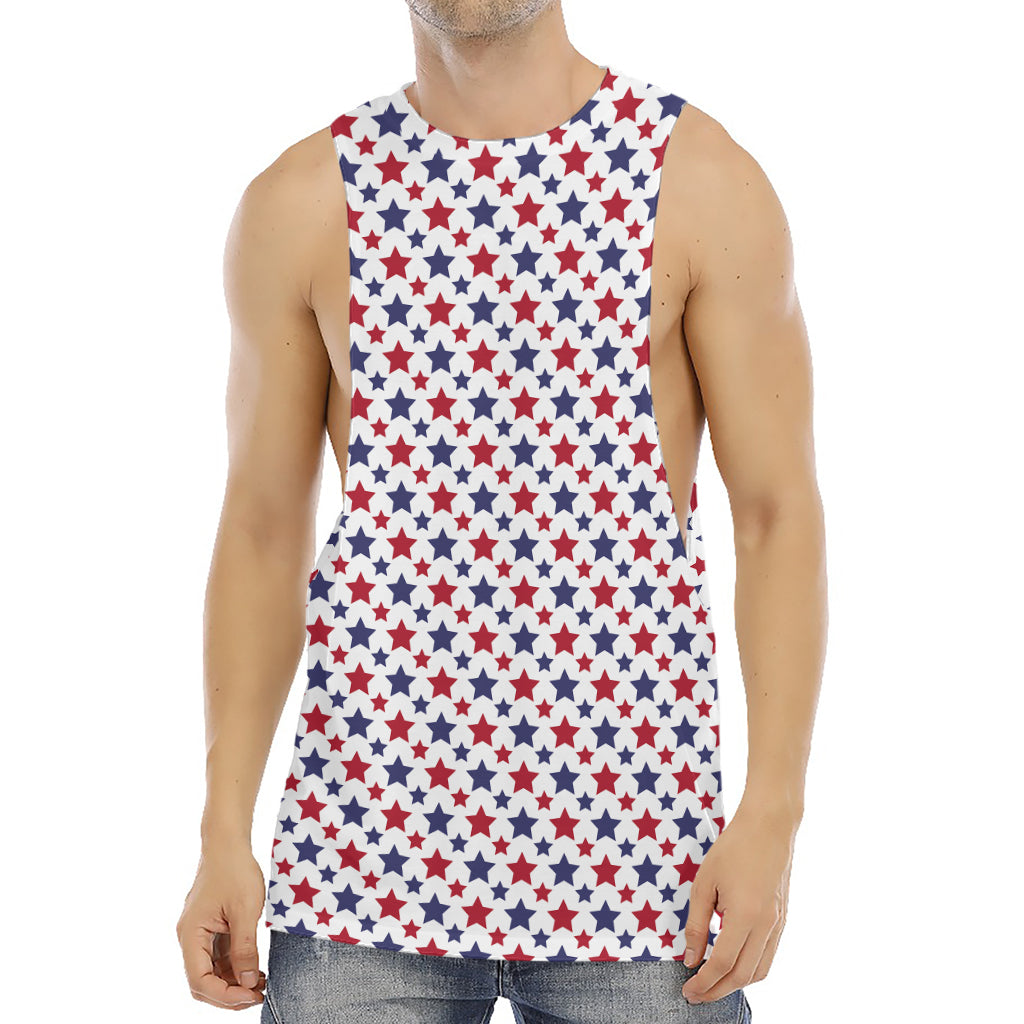 Red And Blue American Star Pattern Print Men's Muscle Tank Top