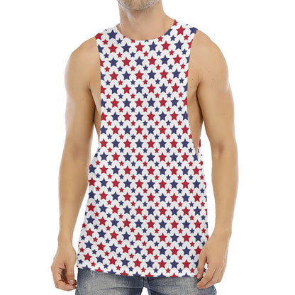 Red And Blue American Star Pattern Print Men's Muscle Tank Top