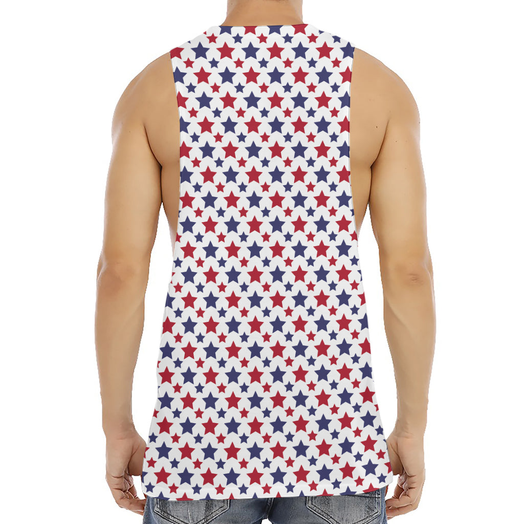 Red And Blue American Star Pattern Print Men's Muscle Tank Top