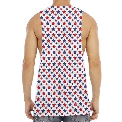 Red And Blue American Star Pattern Print Men's Muscle Tank Top