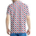 Red And Blue American Star Pattern Print Men's Polo Shirt