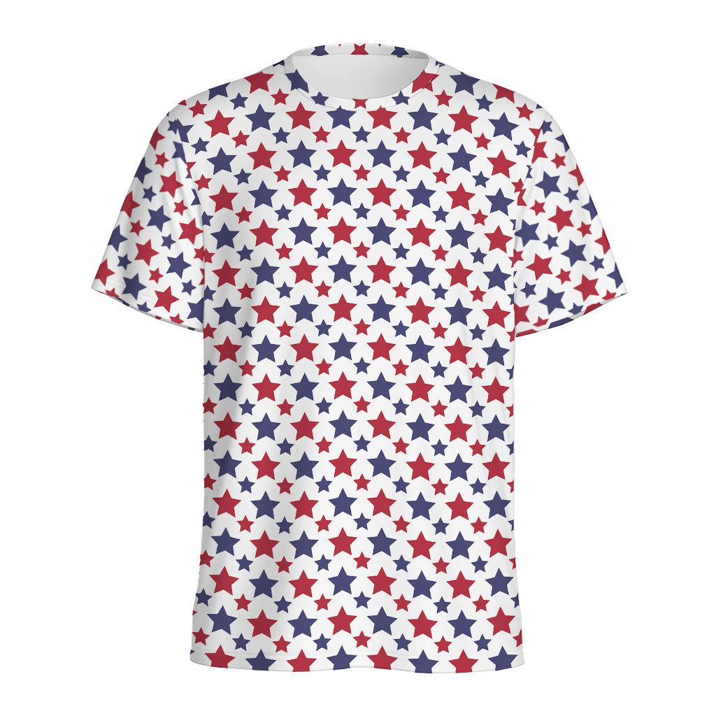 Red And Blue American Star Pattern Print Men's Sports T-Shirt