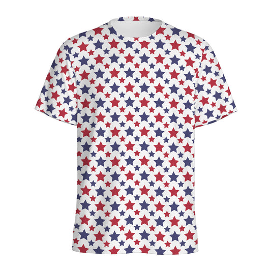 Red And Blue American Star Pattern Print Men's Sports T-Shirt