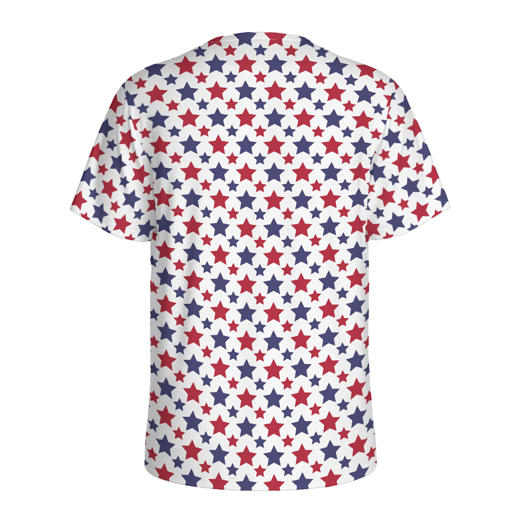 Red And Blue American Star Pattern Print Men's Sports T-Shirt