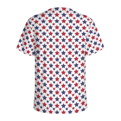 Red And Blue American Star Pattern Print Men's Sports T-Shirt
