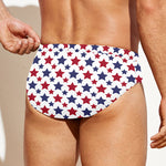 Red And Blue American Star Pattern Print Men's Swim Briefs