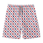 Red And Blue American Star Pattern Print Men's Swim Trunks