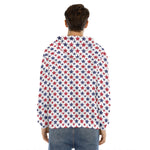 Red And Blue American Star Pattern Print Men's Velvet Pullover Hoodie