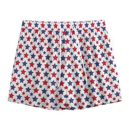 Red And Blue American Star Pattern Print Mesh Shorts