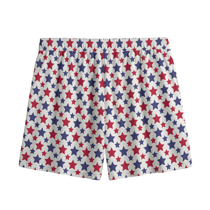 Red And Blue American Star Pattern Print Mesh Shorts