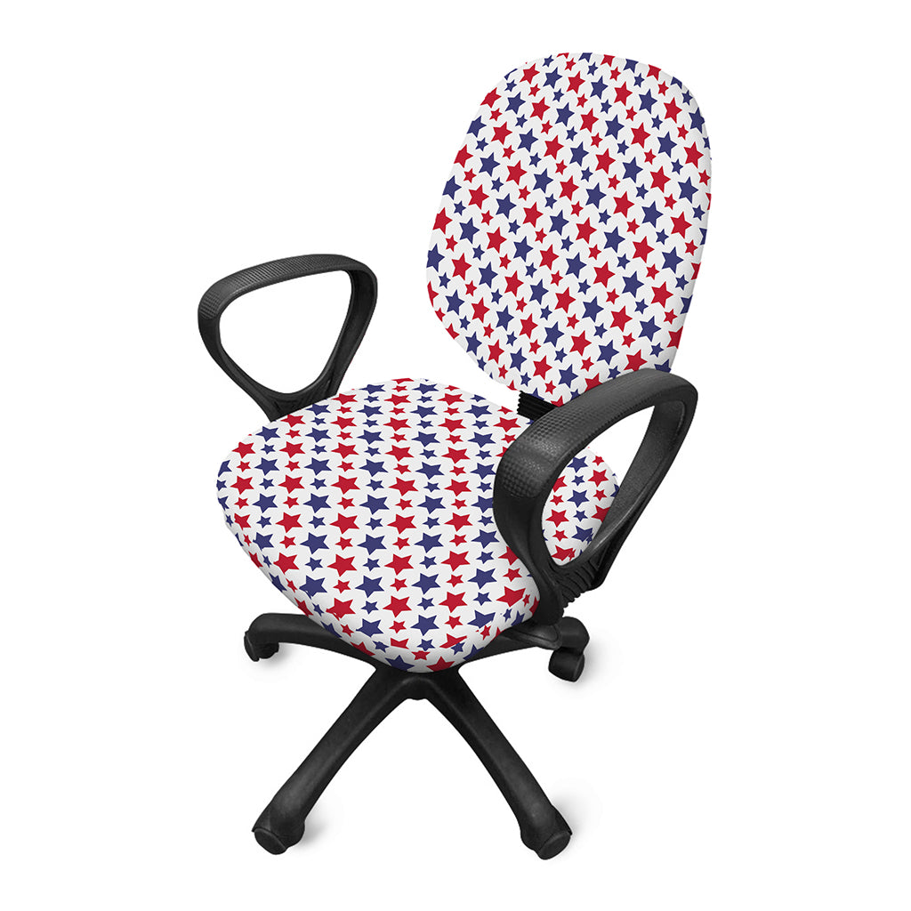 Red And Blue American Star Pattern Print Office Chair Cover