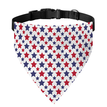 Red And Blue American Star Pattern Print Over The Collar Dog Bandana