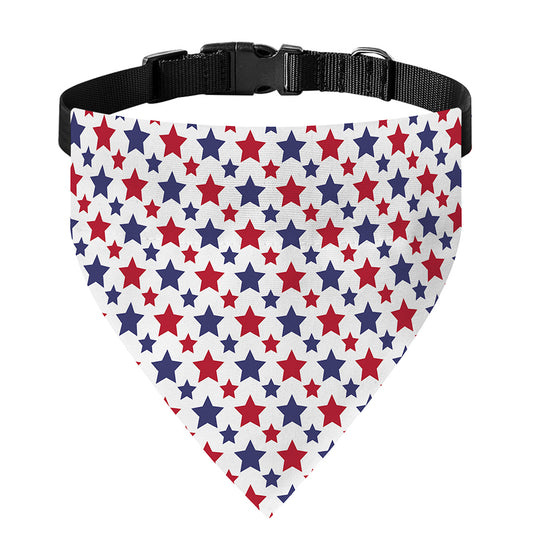 Red And Blue American Star Pattern Print Over The Collar Dog Bandana