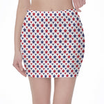Red And Blue American Star Pattern Print Pencil Mini Skirt