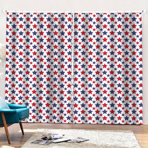 Red And Blue American Star Pattern Print Pencil Pleat Curtains